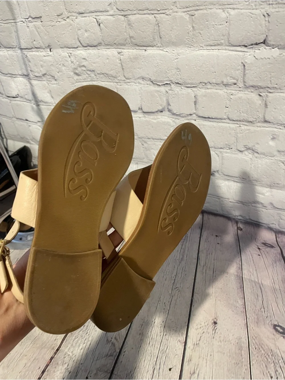 G.H. Bass & Co. Nude Beige Maddie Flat Slingback Sandal Sz 7